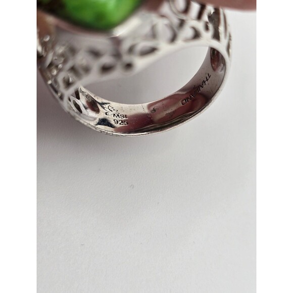 Green Copper Turquoise Teardrop 925 Sterling Silver Ring Size 8 MSI Thailand - Picture 9 of 10